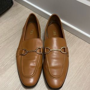 Zara brown loafer with gold detail